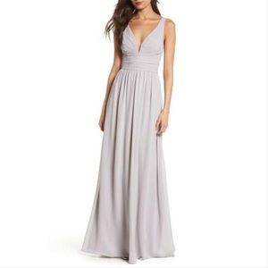 NWT Nordstrom Lulus Light Gray Leading Role Flowy Maxi Dress Size XS
